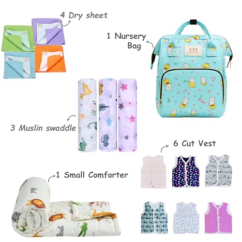 Infantbond New Born Baby Monsoon and SEMI Winter Season Hospital Essentials 73 in 1 (0-6 Months) Nursery Bag (Crown Grey) - Image 4