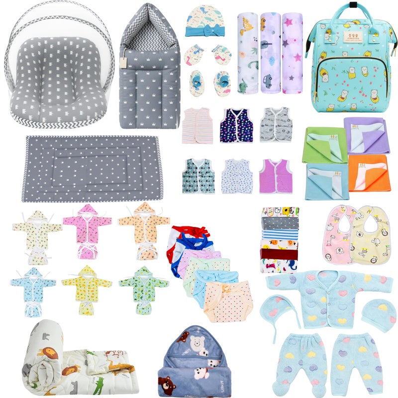Infantbond New Born Baby Monsoon and SEMI Winter Season Hospital Essentials 73 in 1 (0-6 Months) Nursery Bag (Crown Grey) - Image 5