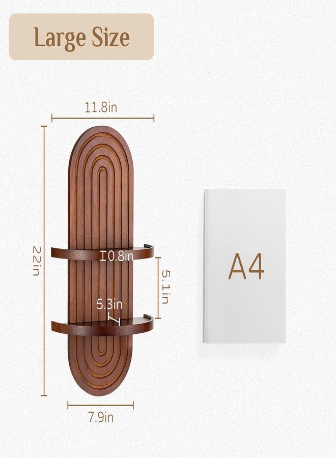 Walasis Mid Century Wall Shelves: 2-Tier Walnut Boho Floating Shelves Arched Modern Wall Decor for Bathroom Bedroom Living Room Entryway (Brown, 22in) - Image 4