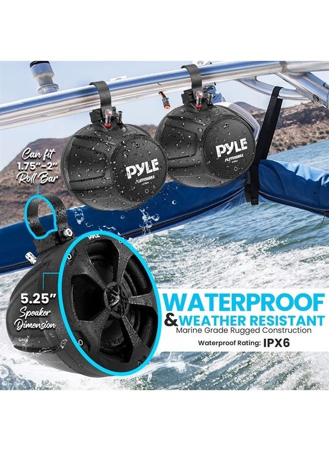 Pyle 5.25'' Waterproof Off-Road Speakers, Marine Speakers, Rated Amplifier, Wireless Bluetooth Audio Controller ATV, UTV, 4x4, Jeep, Wired RCA, for Boat Stereo Speaker  - Image 2