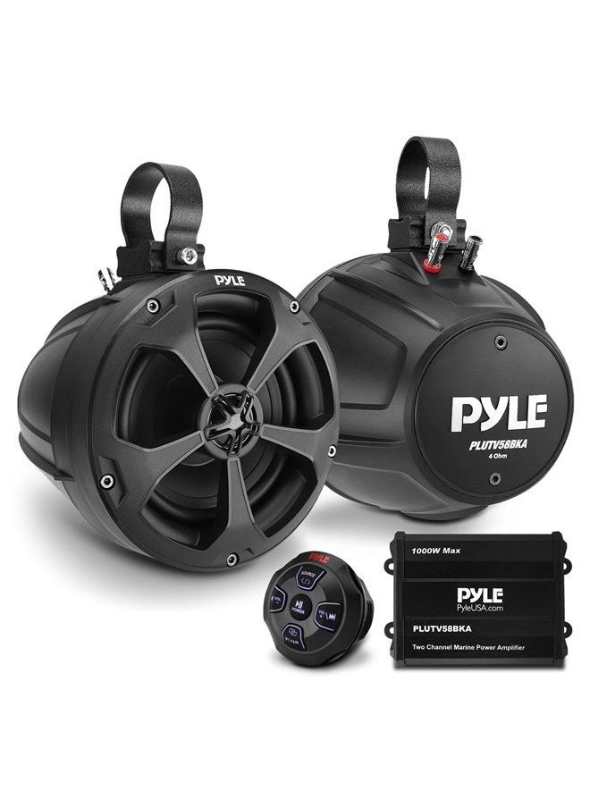Pyle 5.25'' Waterproof Off-Road Speakers, Marine Speakers, Rated Amplifier, Wireless Bluetooth Audio Controller ATV, UTV, 4x4, Jeep, Wired RCA, for Boat Stereo Speaker  - Image 1