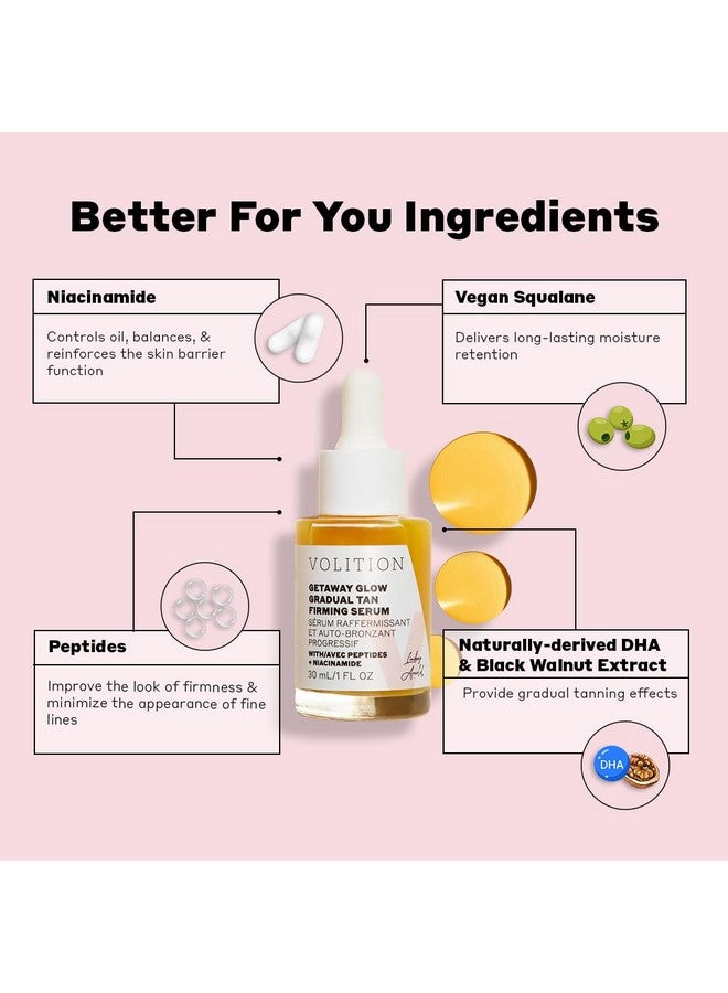 VOLITION Volition Beauty Getaway Glow Gradual Tan Firming Facial Serum - Hydrating & Plumping Tanning Drops - Peptides, Niacinamide & Black Walnut Extract for Natural Tanning - Image 4