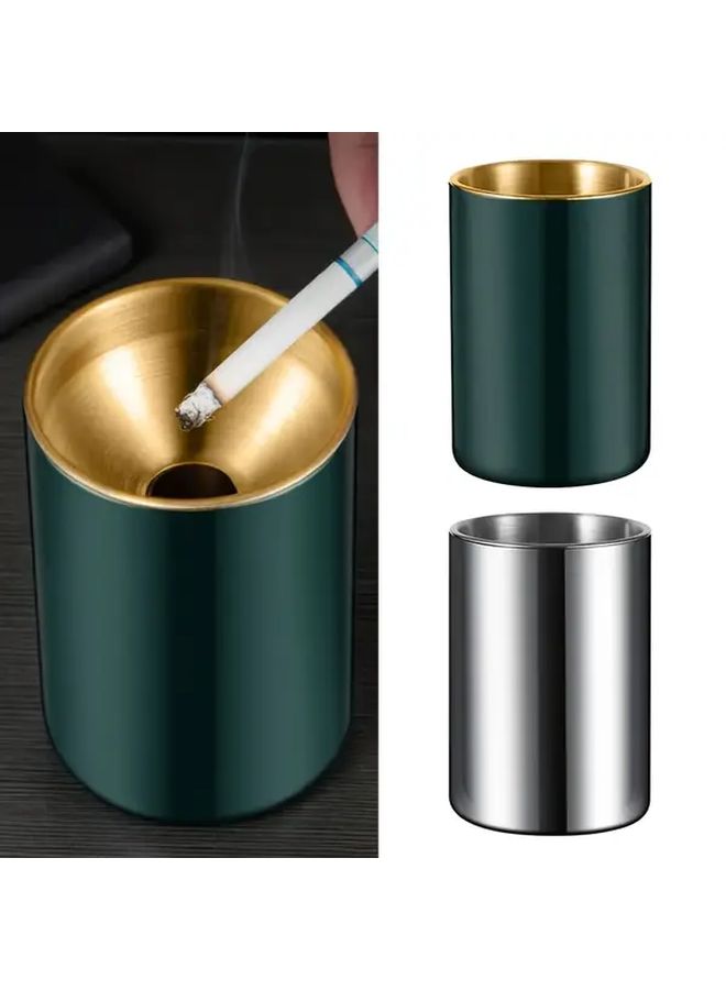 Stainless Steel Windproof Ashtray With Lid Black Smokeless Round Design - Image 4
