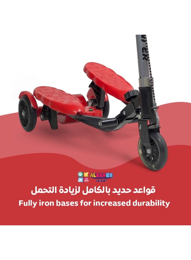 ALBADER Kids Scooter Pedal Scooter 3 Wheel Scooter with Front Brake LED Wheels Kids Scooter Large Size Kick Scooter for Kids Heavy Duty Scooter Supports 80KG Children Scooter with Lights Sounds Multi Color Scooter - Image 2