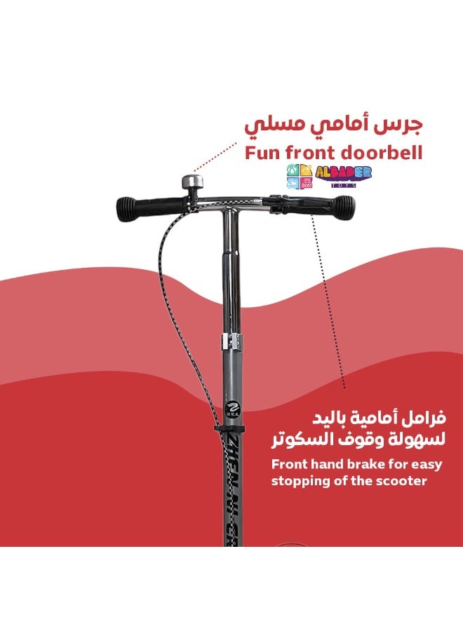 ALBADER Kids Scooter Pedal Scooter 3 Wheel Scooter with Front Brake LED Wheels Kids Scooter Large Size Kick Scooter for Kids Heavy Duty Scooter Supports 80KG Children Scooter with Lights Sounds Multi Color Scooter - Image 3
