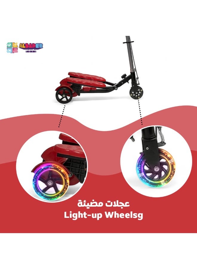 ALBADER Kids Scooter Pedal Scooter 3 Wheel Scooter with Front Brake LED Wheels Kids Scooter Large Size Kick Scooter for Kids Heavy Duty Scooter Supports 80KG Children Scooter with Lights Sounds Multi Color Scooter - Image 4