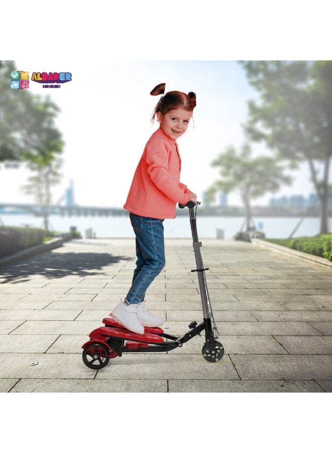 ALBADER Kids Scooter Pedal Scooter 3 Wheel Scooter with Front Brake LED Wheels Kids Scooter Large Size Kick Scooter for Kids Heavy Duty Scooter Supports 80KG Children Scooter with Lights Sounds Multi Color Scooter - Image 5
