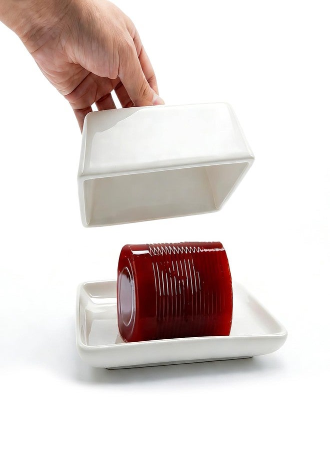 Piszvbej Cranberry Sauce Serving Dish with Lid, Cranberry Sauce Bowl, Elegant Mordern Ceramic Dish, for Slicing and Serving on Holiday Tables, Thanksgiving and Christmas - Image 1