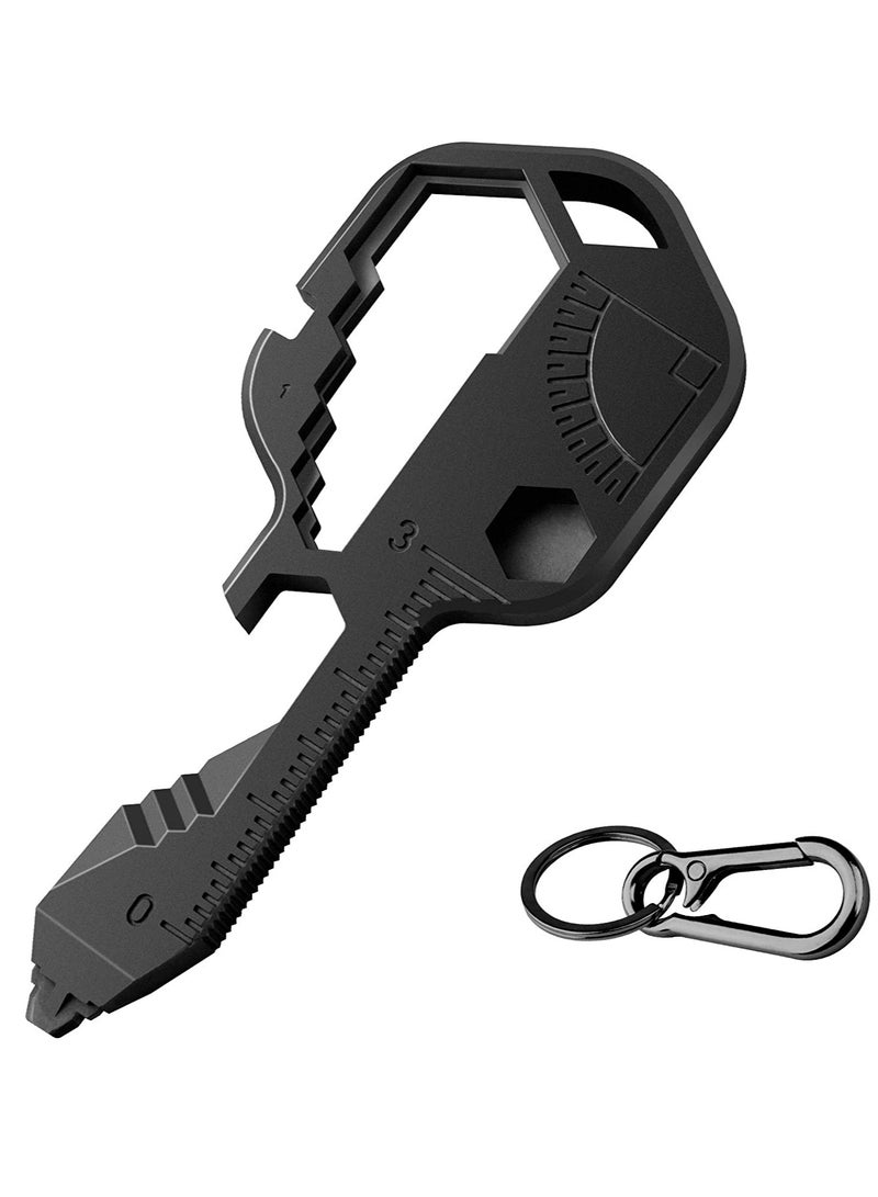 Excefore Multifunction Tool, Keychain Multitool, 24 in 1 Key Tool, Portable Key Shaped Pocket Tools, Hand Tools Repair Gadgets Ruler, Bottle Opener, Drill Drive, Screwdriver, Hex Wrench (Black) - Image 1