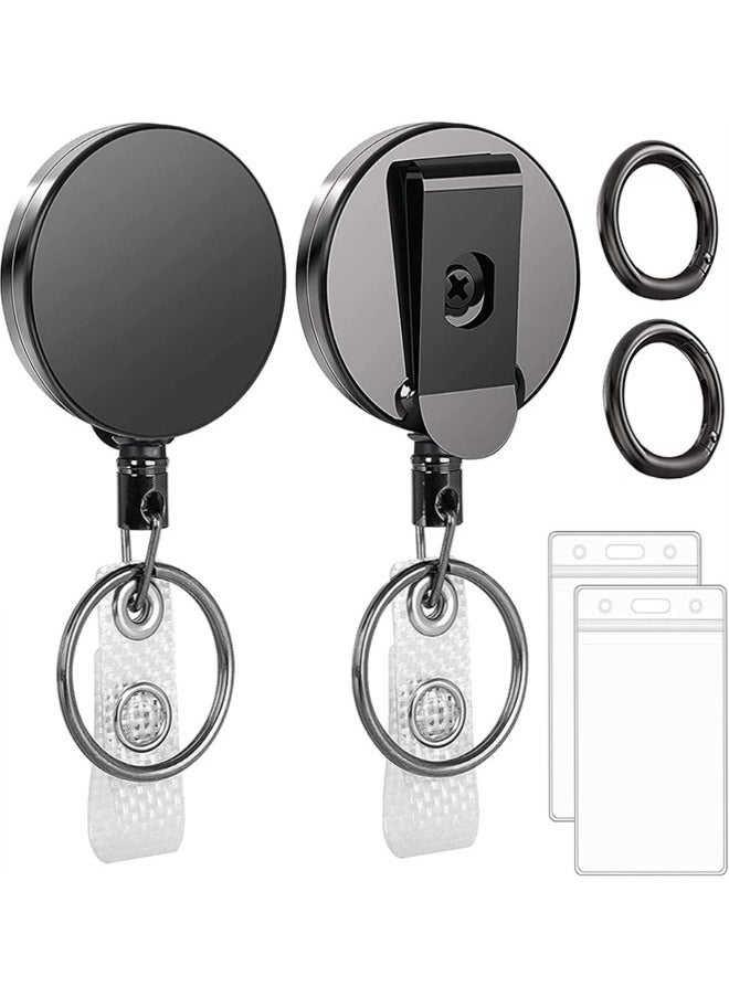 Generic Retractable Badge Holders, 2 Pack Heavy Duty Badge Reel with Clear ID Card Holders and Carabiner for ID Badge Holder Name Card Keychain  - Image 1