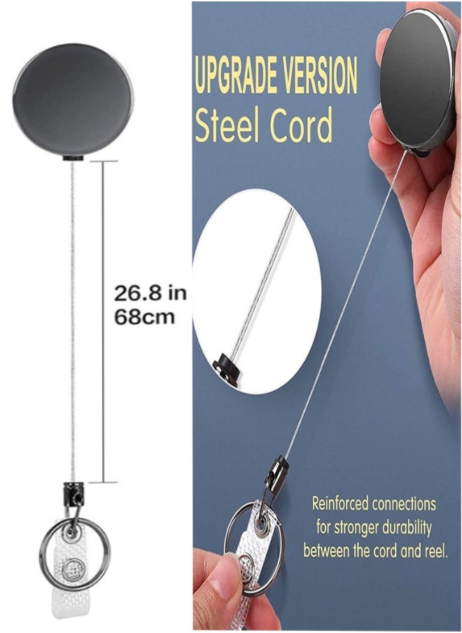 Generic Retractable Badge Holders, 2 Pack Heavy Duty Badge Reel with Clear ID Card Holders and Carabiner for ID Badge Holder Name Card Keychain  - Image 2