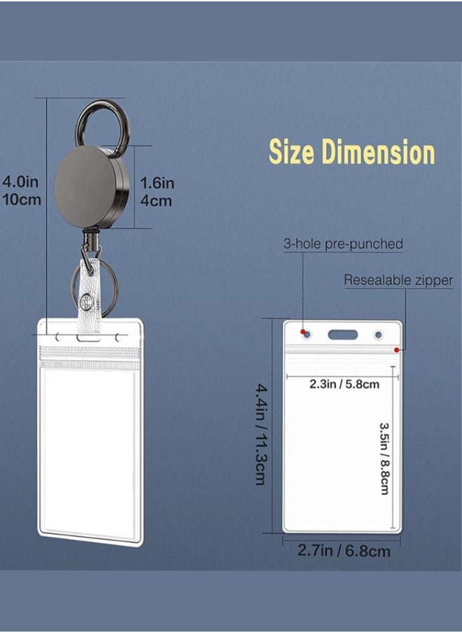 Generic Retractable Badge Holders, 2 Pack Heavy Duty Badge Reel with Clear ID Card Holders and Carabiner for ID Badge Holder Name Card Keychain  - Image 3