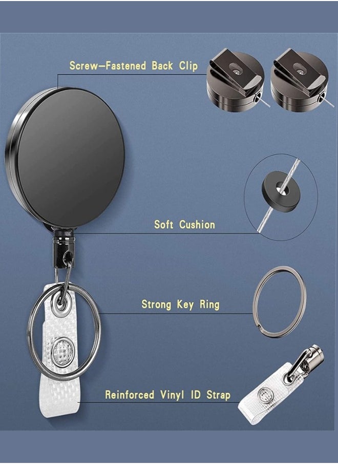 Generic Retractable Badge Holders, 2 Pack Heavy Duty Badge Reel with Clear ID Card Holders and Carabiner for ID Badge Holder Name Card Keychain  - Image 4
