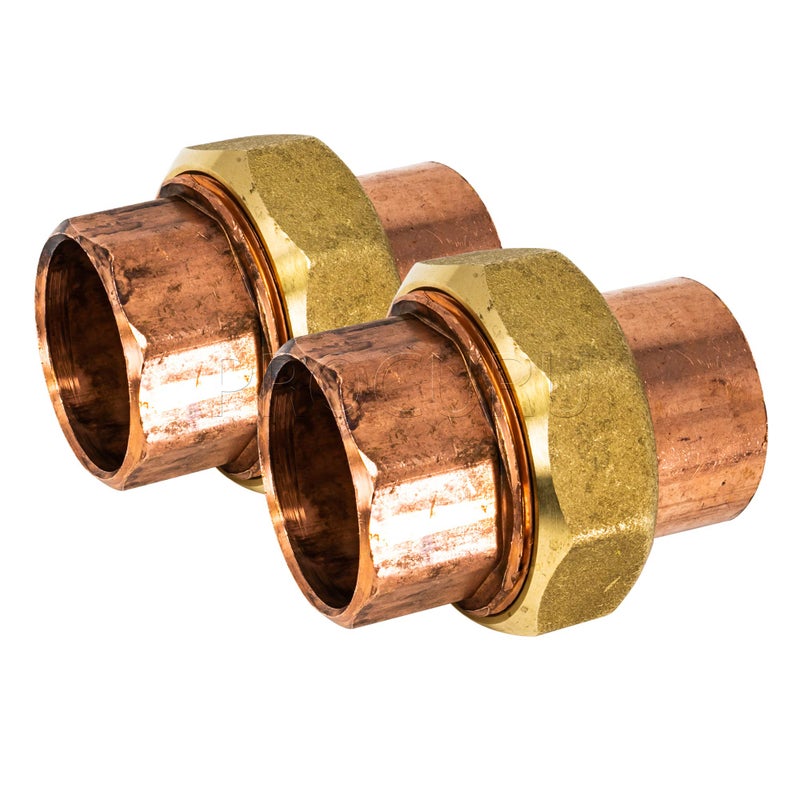 PROCURU 2Pack 1Inch Copper Union CxC Sweat Connection Made in USA Certified Safe for Drinking Water CWUN01002P