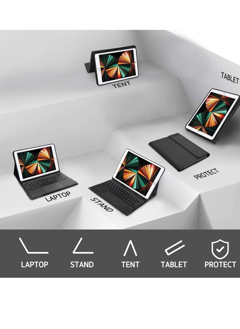 iPad 9.7 Keyboard Case for iPad 6th Generation 2018 iPad 5th Gen 2017 iPad Air 2 & Air iPad Pro 9.7 Wireless Bluetooth Touchpad Keyboard Protective Case with Pencil Holder