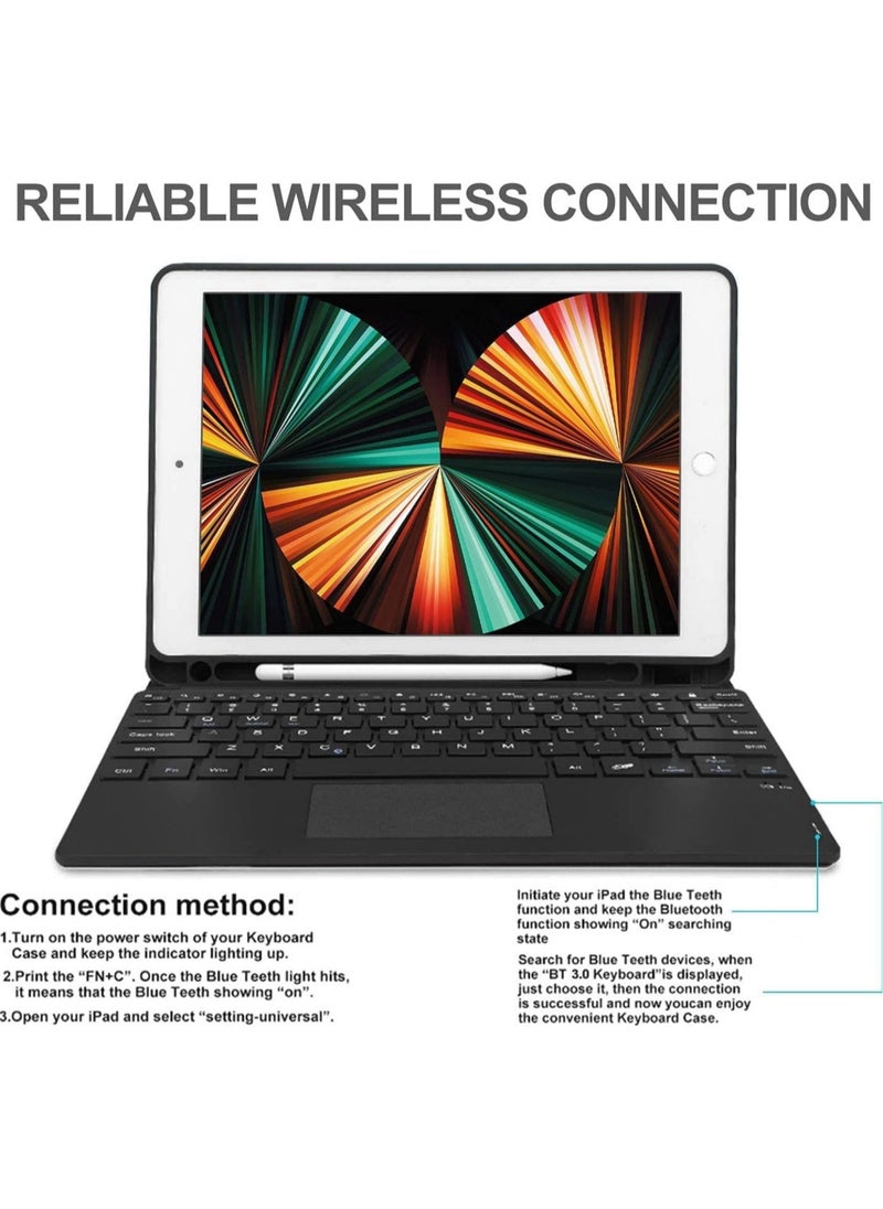 iPad 9.7 Keyboard Case for iPad 6th Generation 2018 iPad 5th Gen 2017 iPad Air 2 & Air iPad Pro 9.7 Wireless Bluetooth Touchpad Keyboard Protective Case with Pencil Holder