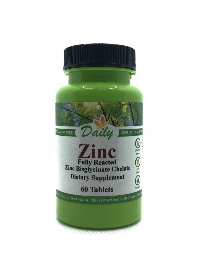 Daily Manufacturing Daily's Zinc (Fully Reacted Zinc Bisglycinate Chelate 30 mg, 60 Tablets) 