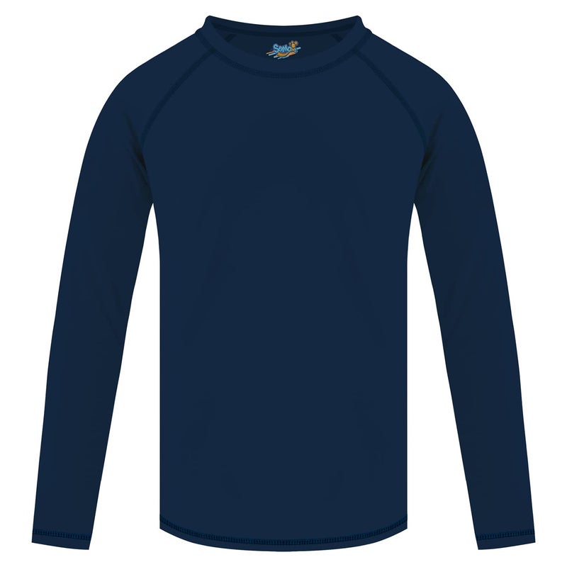 Semois Boys Swim Shirt Rash Guard Long Sleeve for Kids Toddler Rashguard Water Swimwear UPF+ 50 Swimming Sun Shirt Navy Blue Swim Top 5-6Y - Image 1