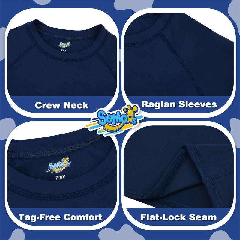 Semois Boys Swim Shirt Rash Guard Long Sleeve for Kids Toddler Rashguard Water Swimwear UPF+ 50 Swimming Sun Shirt Navy Blue Swim Top 5-6Y - Image 4