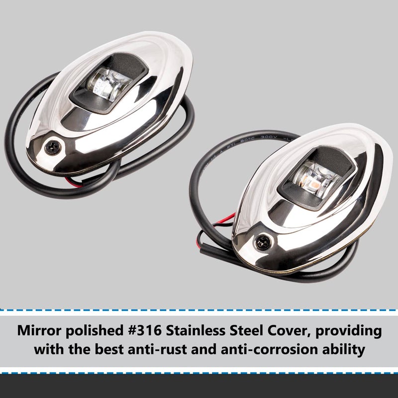 MARINE SYSTEM Stainless Steel LED Boat Navigation Lights, Boat Bow Light, Marine Boat Navigation lamp. Perfect for Pontoon, Skeeter, Power Boat and Skiff - Image 4