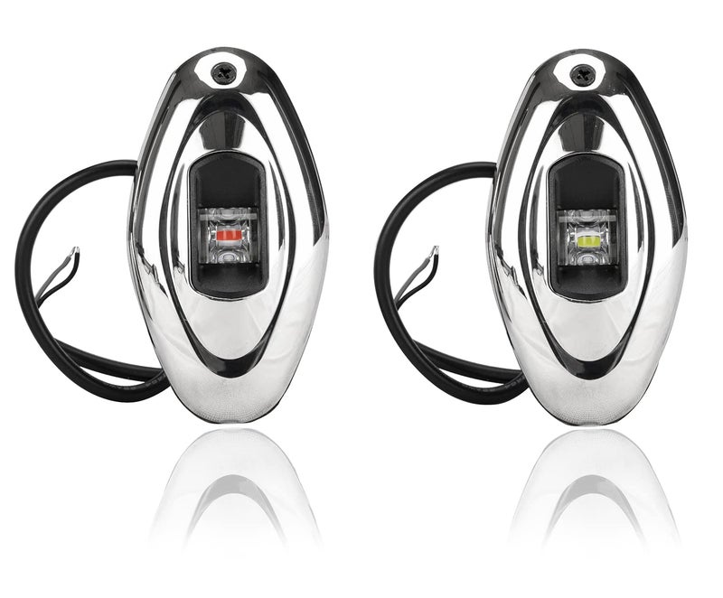 MARINE SYSTEM Stainless Steel LED Boat Navigation Lights, Boat Bow Light, Marine Boat Navigation lamp. Perfect for Pontoon, Skeeter, Power Boat and Skiff - Image 1