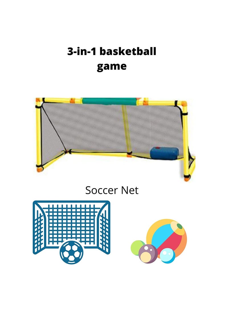 3-in-1 Basketball Game Indoor Outdoor Soccer and king shoot Sport Games Children Training Practice Toy Set