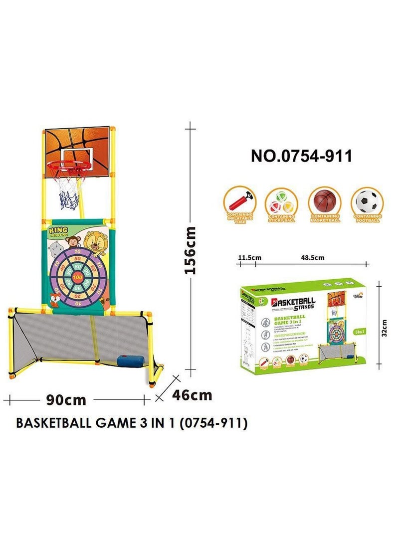 3-in-1 Basketball Game Indoor Outdoor Soccer and king shoot Sport Games Children Training Practice Toy Set