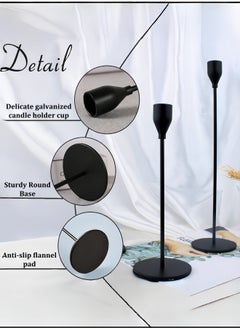 nihao 6Pcs Matte Black Candle Holders, Taper Metal Candlestick Holders for 3/4" Taper Candles&Led Modern Metal Candle Stands Decorative Table Centerpieces for Wedding Dinning Party Church,Decorative Fitting（2*23CM，2*28CM and 2*33CM）  - Image 3