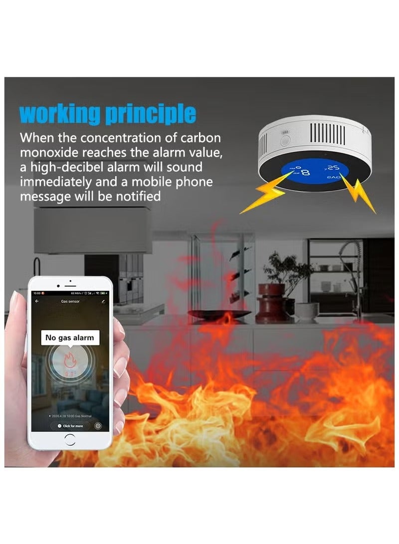 Tuya WiFi Smart Natural Gas Leakage Detector Fire Security Alarm Digital LCD Temperature Display Gas Sensor for Home Kitchen - Image 3