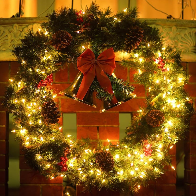 XTF2015 Christmas Lights 66ft 200 LED Battery String Lights Timer Memory Function USB or Battery Powered Waterproof for Indoor Outdoor Decoration Warm White - Image 2