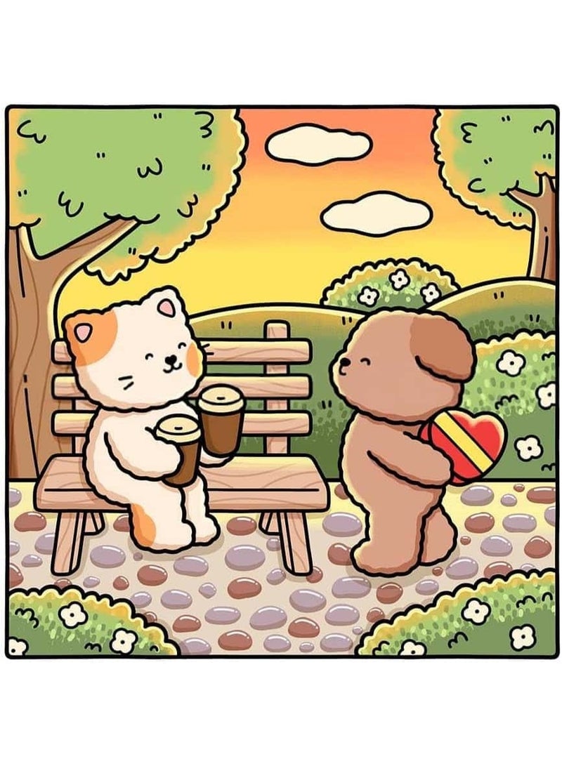 ميتوي كتاب تلوين للبالغين والمراهقين ، لحظات الحب والأنشطة المريحة ، تصاميم لطيفة للاسترخاء - Image 4