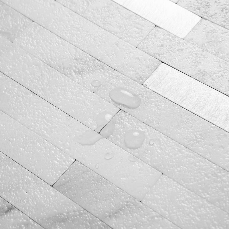 DICOFUN 10-Sheet Peel and Stick Backsplash Tile, Faux White Marble Look PVC Mixed Metal Stick on Backsplash Tiles for Kitchen and Bathroom, 9.4 sq.ft - Image 3