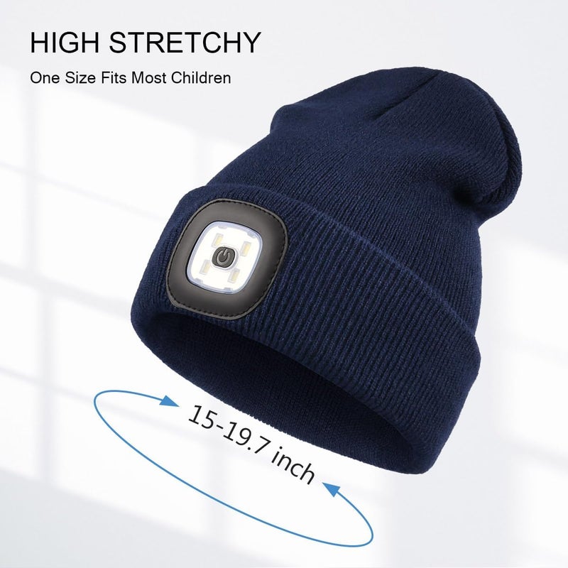 YunTuo Store LED Beanie for Kids, Unisex Rechargeable Headlamp Hat Winter Night Lighted Cap, Gifts for Kids Boys Girls - Image 3