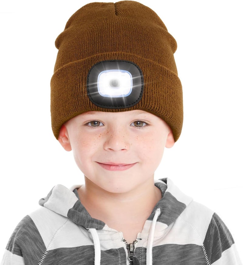 YunTuo Store LED Beanie for Kids, Unisex Rechargeable Headlamp Hat Winter Night Lighted Cap, Gifts for Kids Boys Girls - Image 1