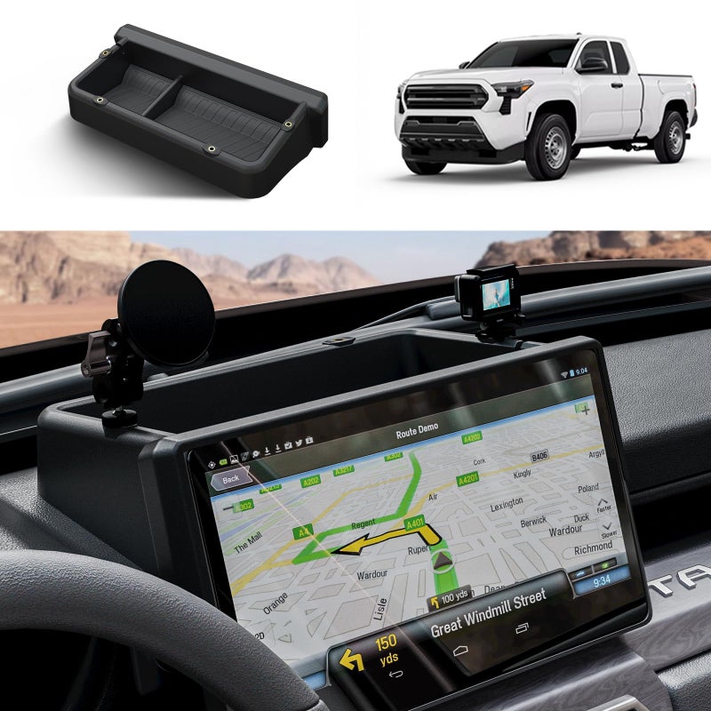 HOUCLEMIC Dashboard Behind Screen 14Inch Storage Box for 2026 2025 2024 Toyota Tacoma 2025 2026 4Runner Accessories Center Console Organizer Tray with AntiSlid Silicone Pad 14 Inch Screen only - Image 2