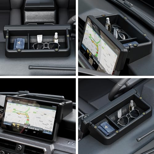 HOUCLEMIC Dashboard Behind Screen 14Inch Storage Box for 2026 2025 2024 Toyota Tacoma 2025 2026 4Runner Accessories Center Console Organizer Tray with AntiSlid Silicone Pad 14 Inch Screen only - Image 3