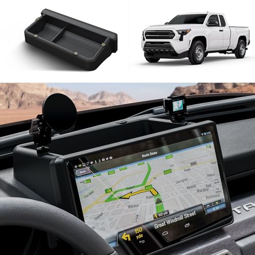 HOUCLEMIC Dashboard Behind Screen 14Inch Storage Box for 2026 2025 2024 Toyota Tacoma 2025 2026 4Runner Accessories Center Console Organizer Tray with AntiSlid Silicone Pad 14 Inch Screen only - Image 1