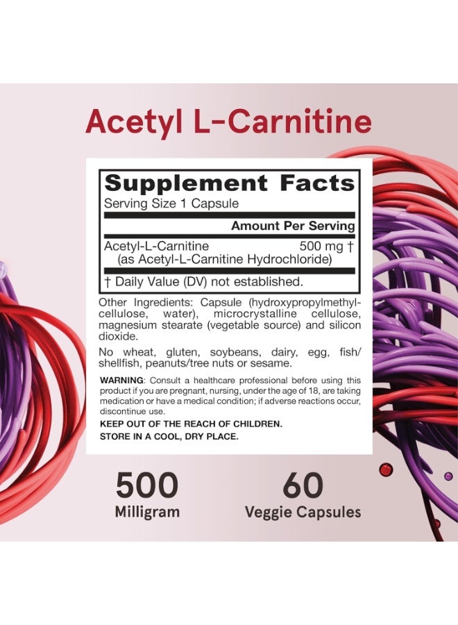 jarrow formulas Acetyl L-Carnitine, 500 mg, 60 Veggie Capsules - Image 4