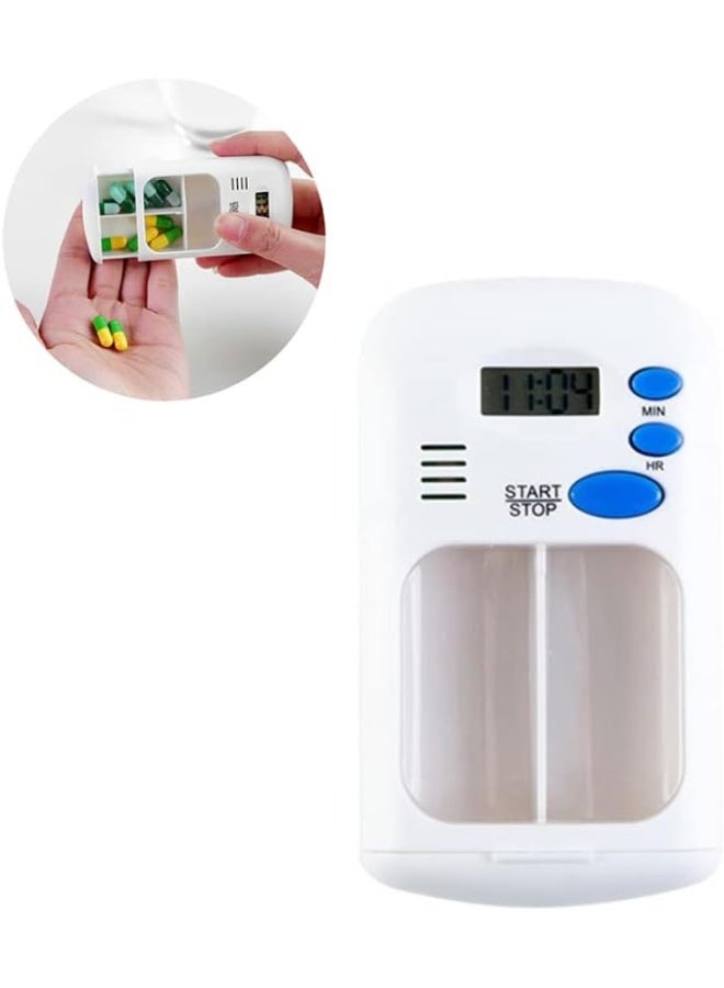 Electronic Reminder Medicine Box, Pill Box Medicine Holder Portable Smart Timing Double Grid Pill Box Electronic Reminder Timing Alarm Clock - Image 3