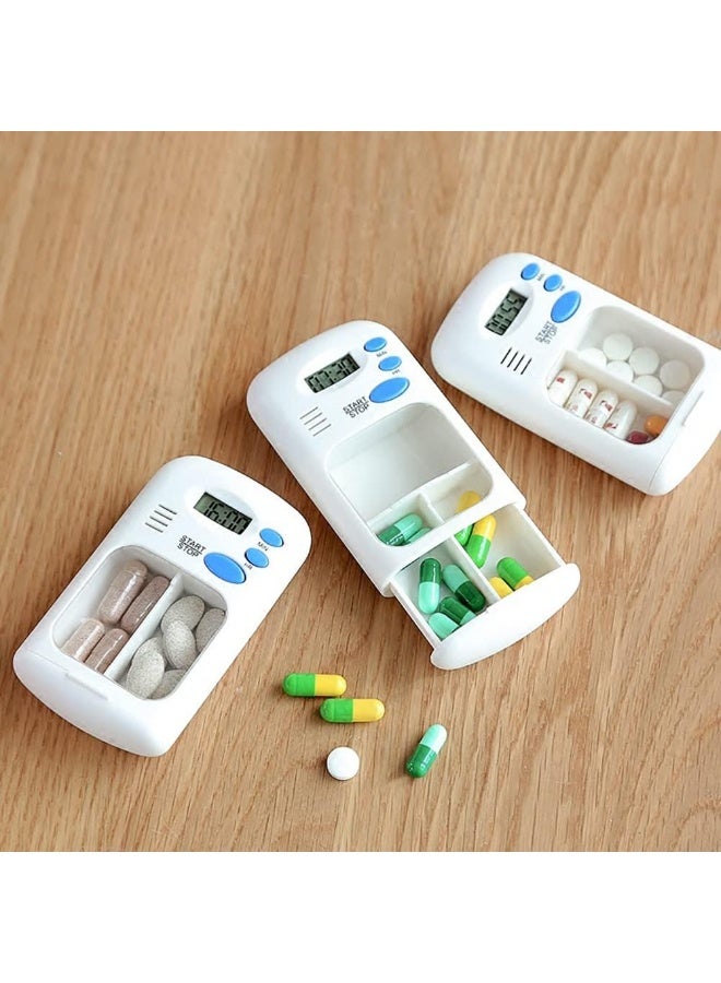 Electronic Reminder Medicine Box, Pill Box Medicine Holder Portable Smart Timing Double Grid Pill Box Electronic Reminder Timing Alarm Clock - Image 4
