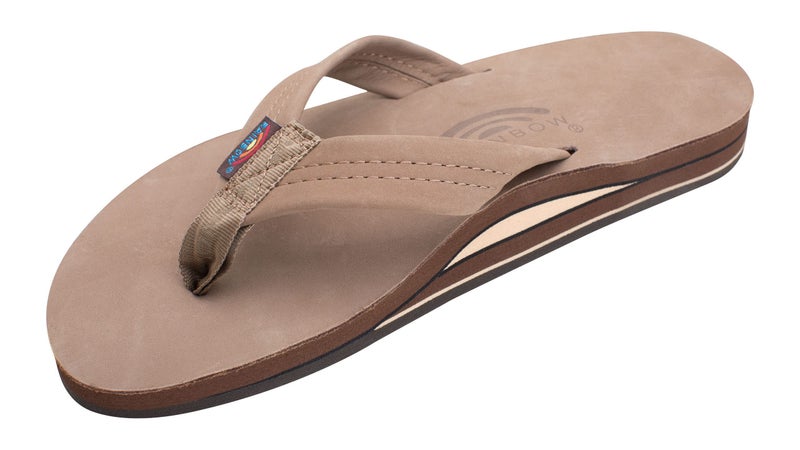 Rainbow Sandals Womens Double Layer Premier Leather Sandals wArch Support Dark Brown Ladies Medium 6575 BM US