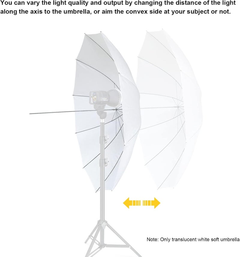 Lincostore Photography Umbrella 60" White Photo Studio Umbrella (Parabolic 75“) - Image 4
