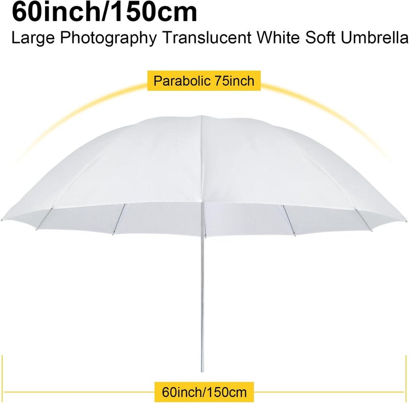Lincostore Photography Umbrella 60" White Photo Studio Umbrella (Parabolic 75“) - Image 3