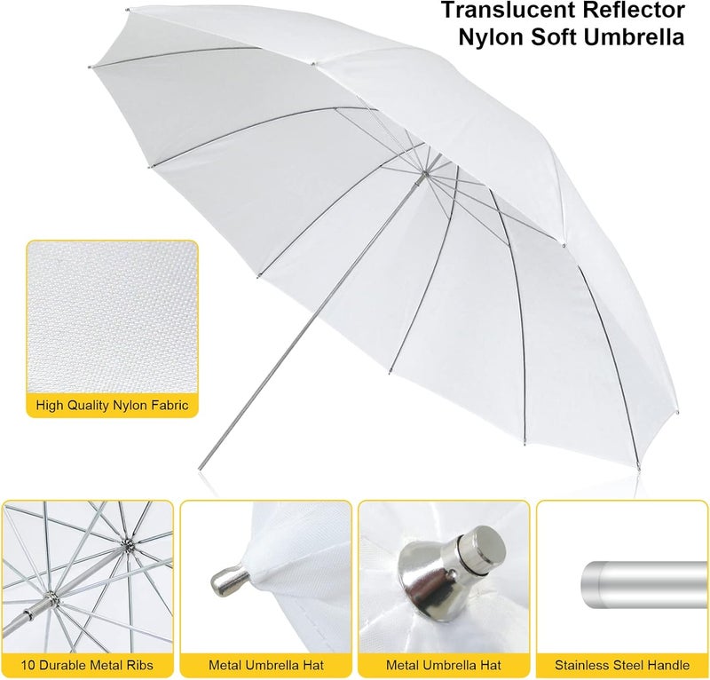 Lincostore Photography Umbrella 60" White Photo Studio Umbrella (Parabolic 75“) - Image 2