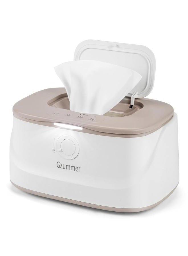 Gzummer Baby Wipe Warmer, Wipe Warmer and Baby Wet Wipes Dispenser, 3 Temperature Control Large Capacity Wipes Warmer for Babies with Night Light (Gray+White) - Image 1
