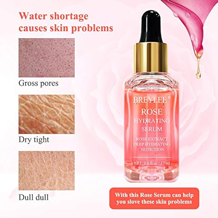 BREYLEE Rose Face Serum, Hydrating Serum Moisturizing Serum Face Serum Hydrating with Hyaluronic Acid Alcohol Free Facial Serum for Skin Care(17ml,0.6fl oz) - Image 3