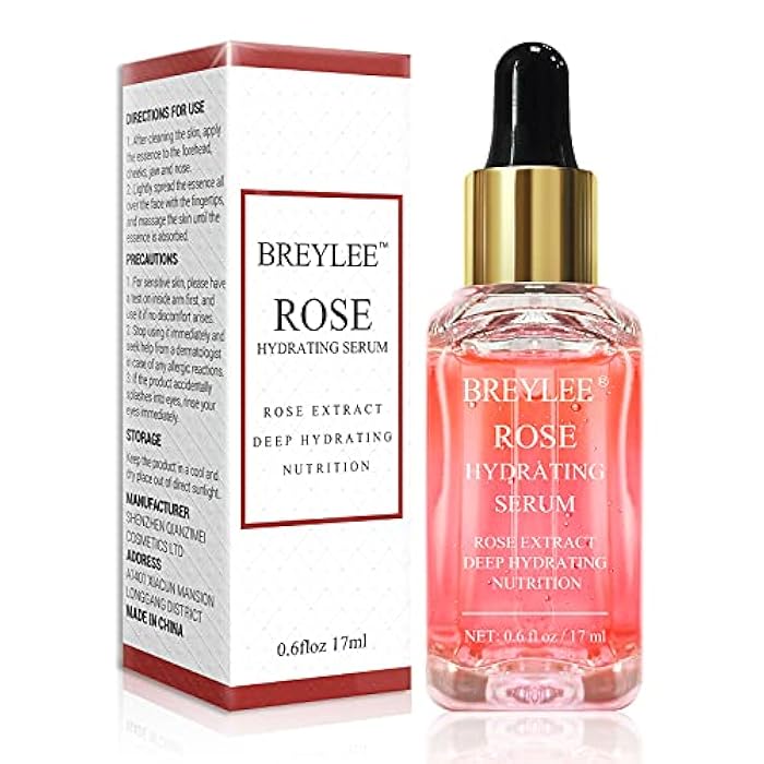 BREYLEE Rose Face Serum, Hydrating Serum Moisturizing Serum Face Serum Hydrating with Hyaluronic Acid Alcohol Free Facial Serum for Skin Care(17ml,0.6fl oz) - Image 1