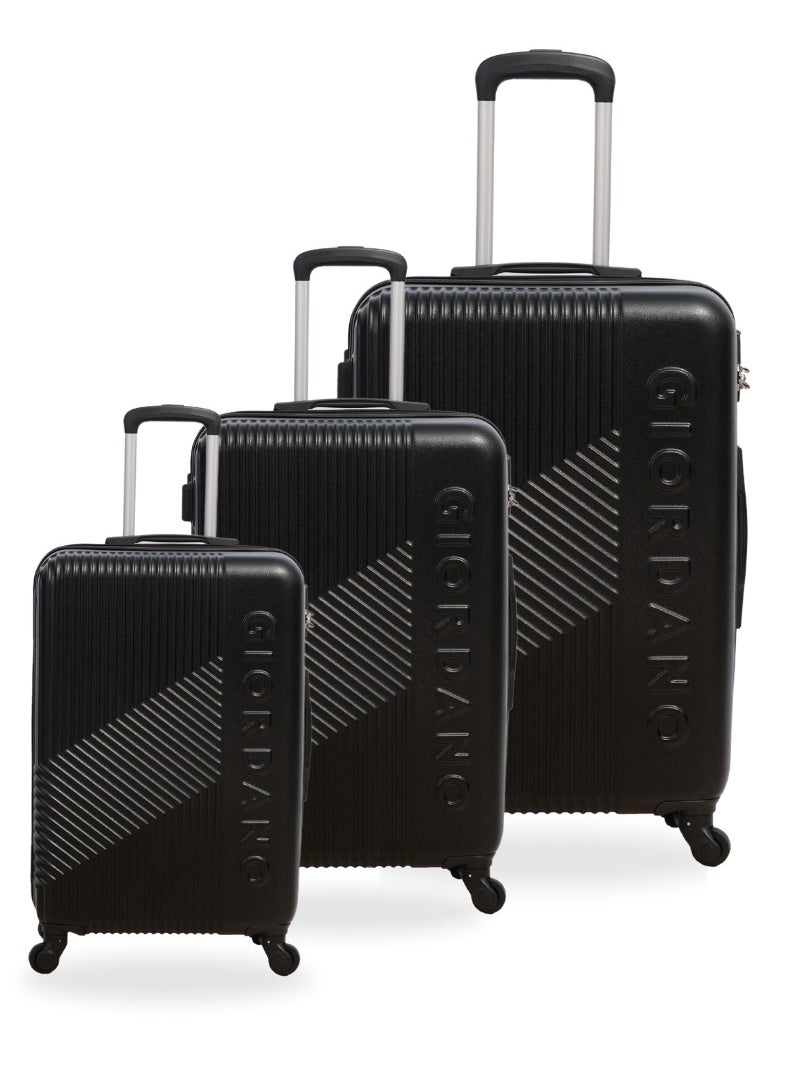 GIORDANO GIORDANO Logo Series Luggage Set Black, 3 Piece ABS Hard Shell Lightweight Durable 4 Wheels Suitcase Trolley Bag With Secure 3 Digits Number Lock. (20/24/28 INCH )  - Image 1