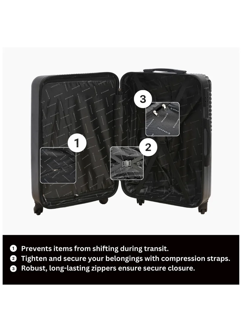 جيوردانو GIORDANO Logo Series Luggage Set Black, 3 Piece ABS Hard Shell Lightweight Durable 4 Wheels Suitcase Trolley Bag With Secure 3 Digits Number Lock. (20/24/28 INCH )
