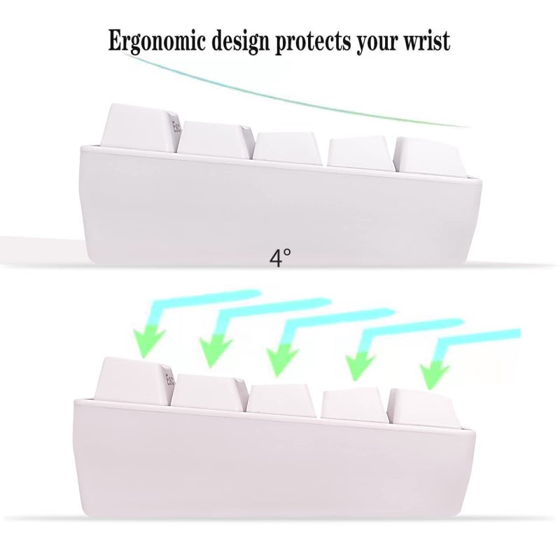 Snpurdiri 60% Wired Gaming Keyboard, 61 Keys RGB Backlit Wrist Rest Ultra-Compact Mini Waterproof Keyboard for PC Computer Gamer (White) - Image 5